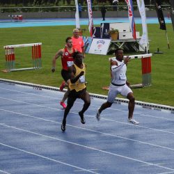 Russel in third place for Malaysia (22.10), Patrice Sasa (22.05) of France second, and in first Gabon athlete Guy Maganga gorra (22.01).